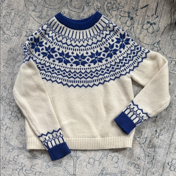 Boden Sweaters - Boden Blue and Cream Nordic Pattern Sweater